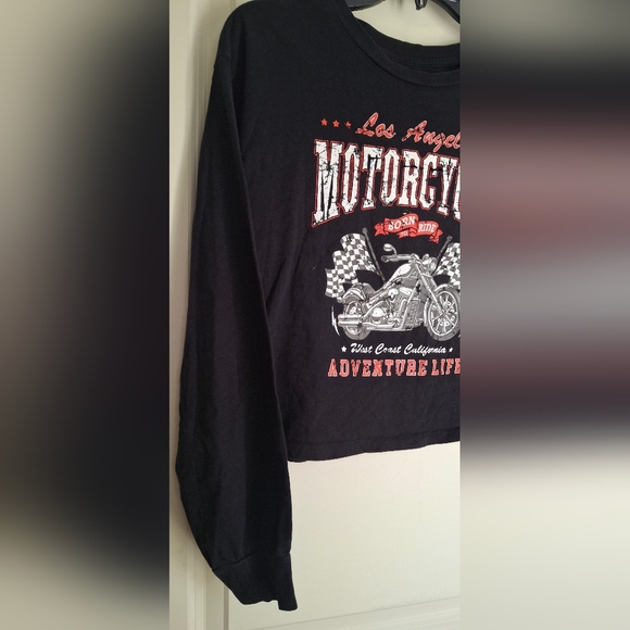 Motorcycle Black Print Women's Croptop Top Sz S Oversized Goth Rave Grunge Sku 9 - Picture 5 of 9